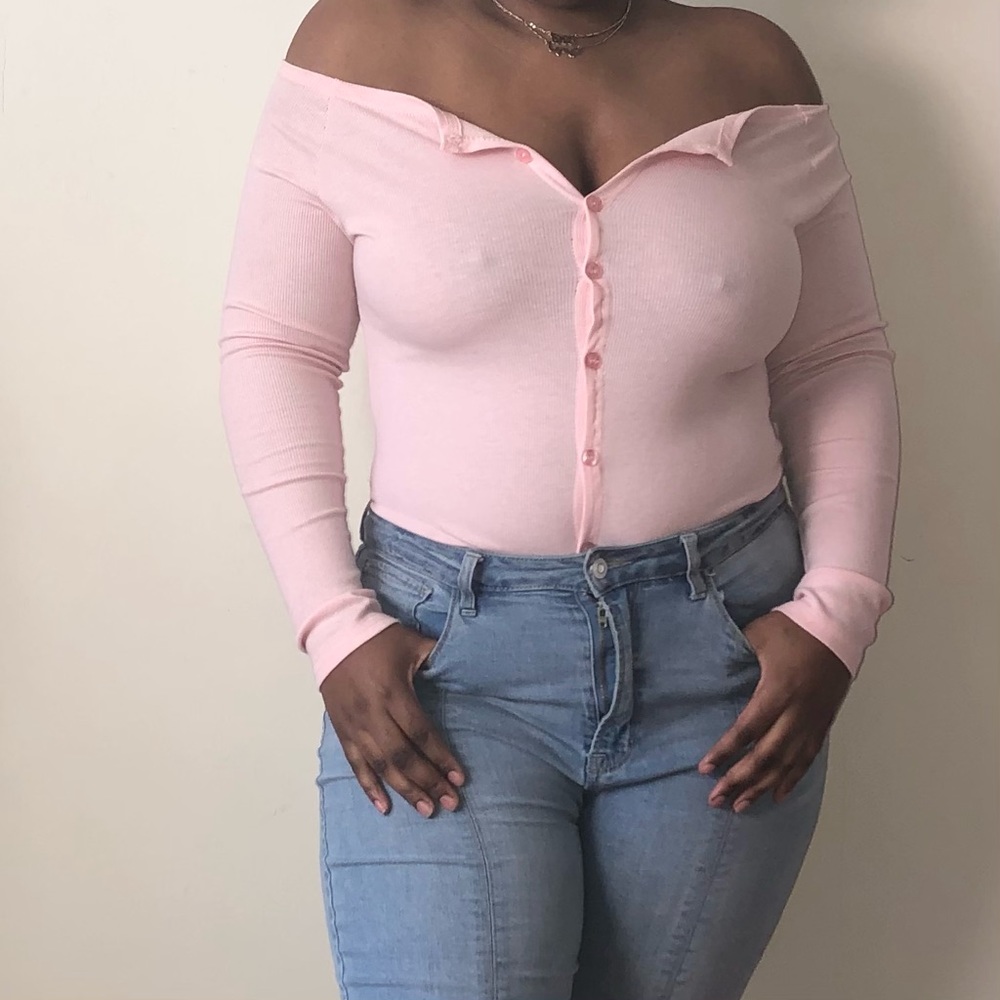 PINK OFF THE SHOULDER BODYSUIT
